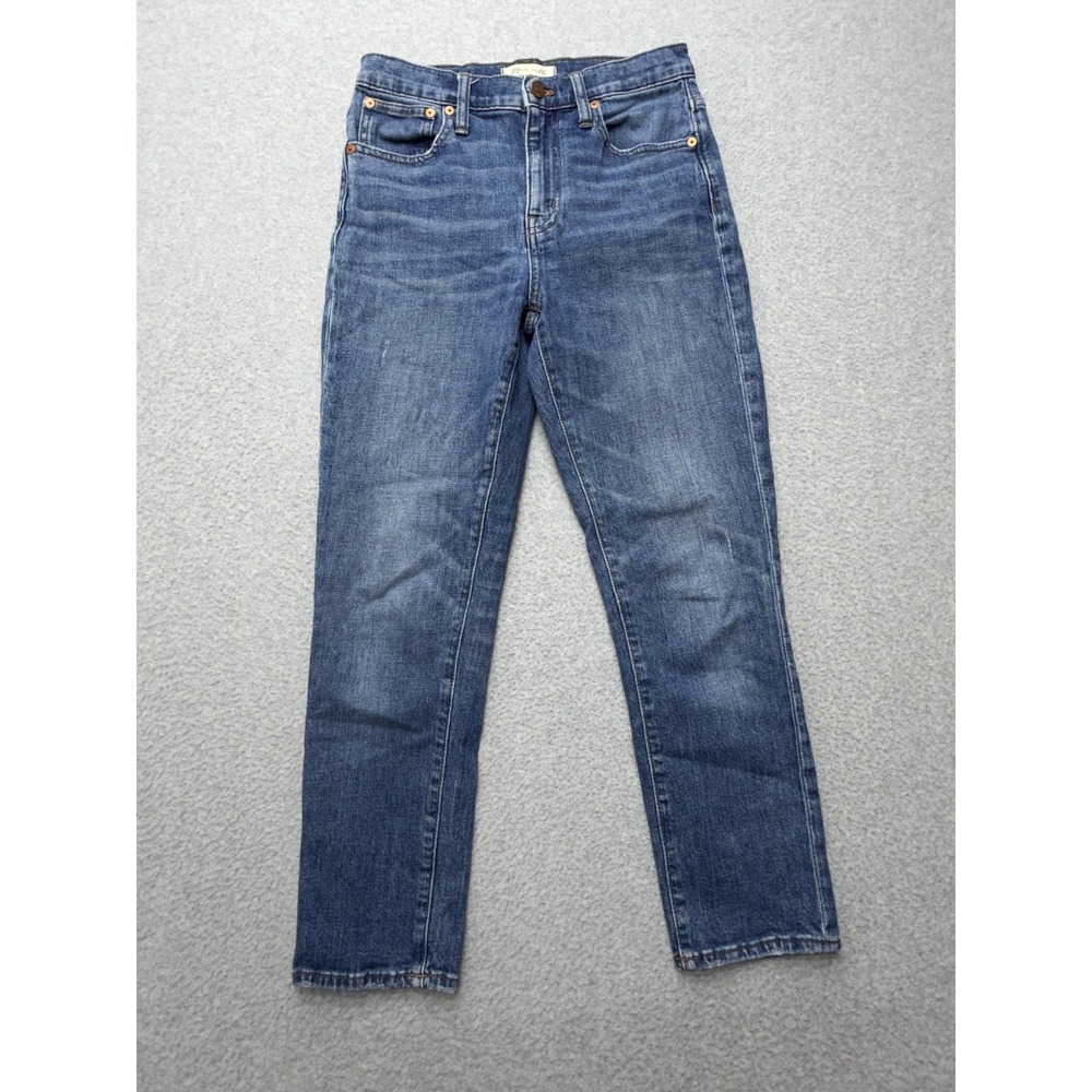Madewell The High-Rise Slim Crop Boyjean Womens 25 Blue Slim Crop Denim Stretch